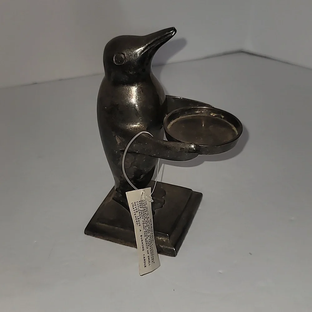 Penguin With Tea Light Holder Silver Plate Brass Restoration Hardware
